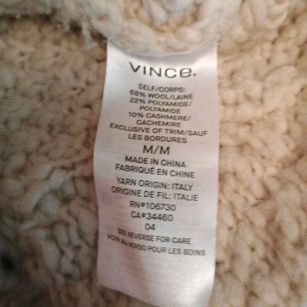 Vince Sweater Womens Sz M Oatmeal Knit Scoop Neck Cashmere Wool Blend - Picture 6 of 10